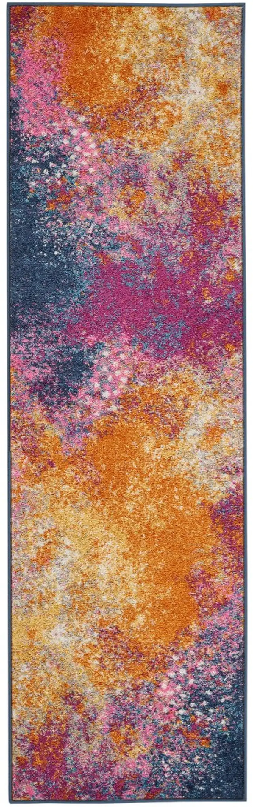 14' Blue Abstract Runner Rug Photo 2