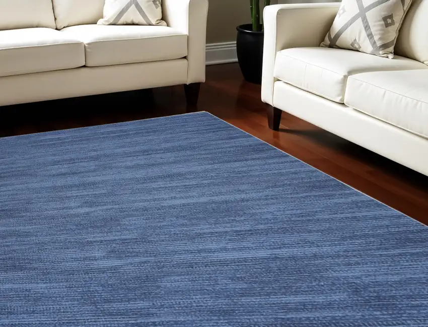 Blue Abstract Power Loom Washable Non Skid Area Rug Photo 2