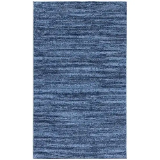 Blue Abstract Power Loom Washable Non Skid Area Rug Photo 8