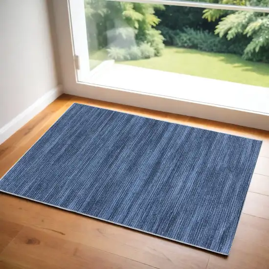 Blue Abstract Power Loom Washable Non Skid Area Rug Photo 1