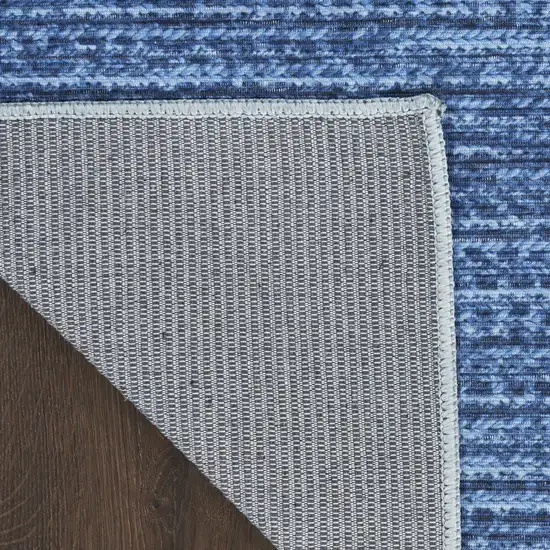 Blue Abstract Power Loom Washable Non Skid Area Rug Photo 4
