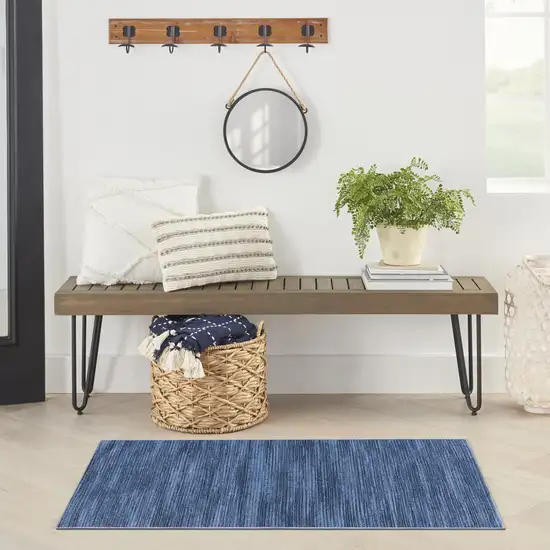 Blue Abstract Power Loom Washable Non Skid Area Rug Photo 5