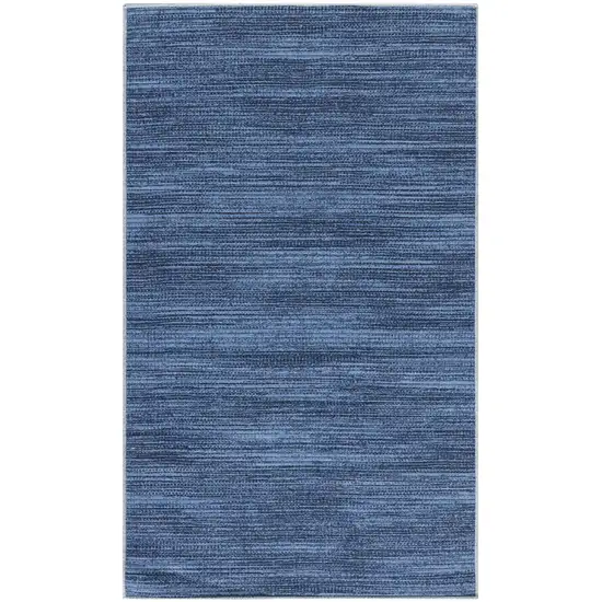 Blue Abstract Power Loom Washable Non Skid Area Rug Photo 2
