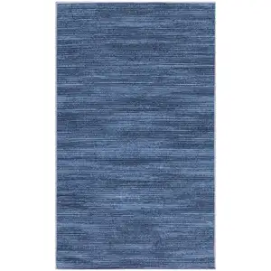 Photo of Blue Abstract Power Loom Washable Non Skid Area Rug