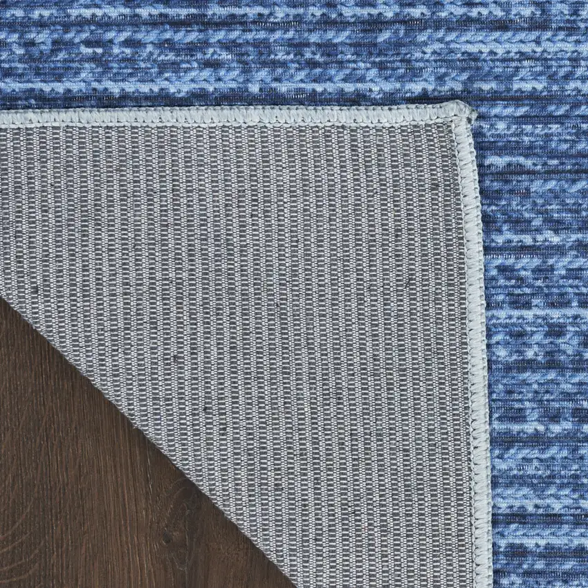 Blue Abstract Power Loom Washable Non Skid Area Rug Photo 9