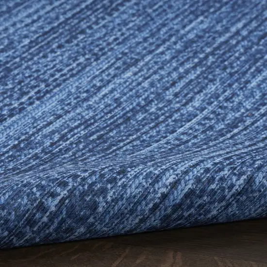Blue Abstract Power Loom Washable Non Skid Area Rug Photo 8