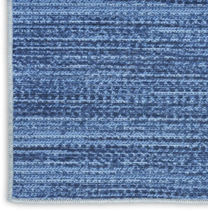 Blue Abstract Power Loom Washable Non Skid Runner Rug Photo 3
