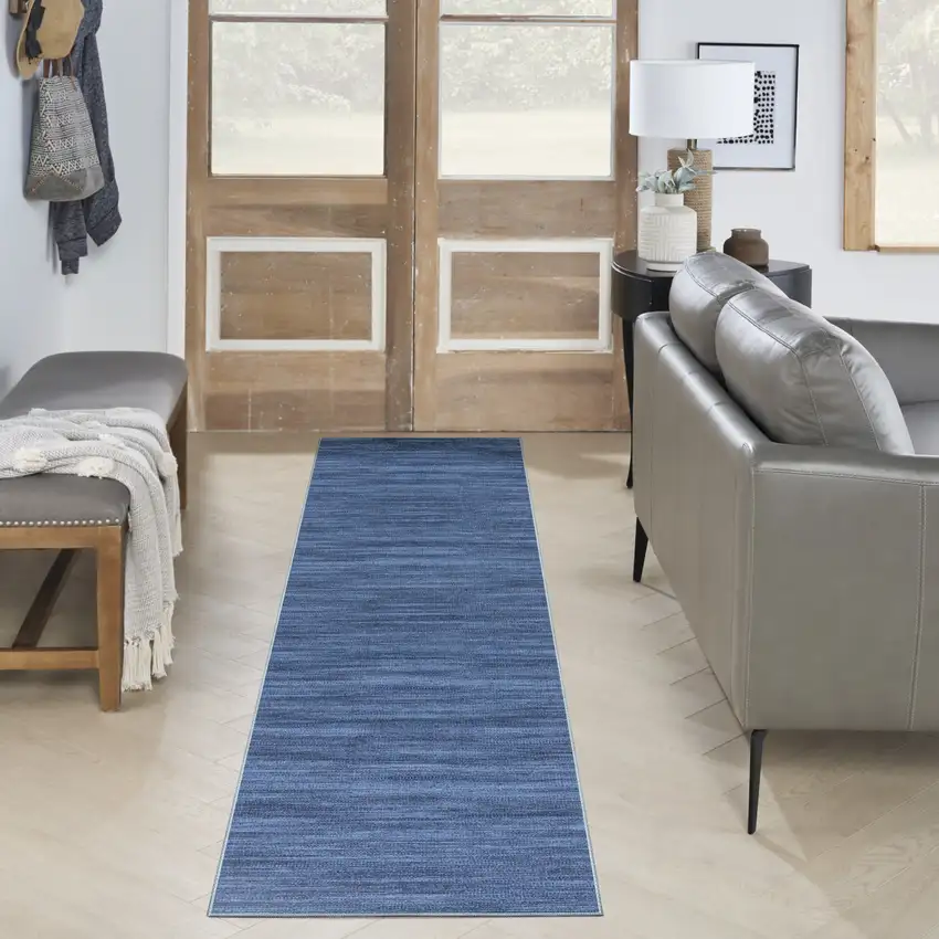 10' Blue Abstract Washable Runner Rug Photo 5