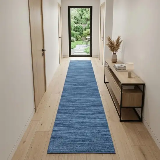 10' Blue Abstract Washable Runner Rug Photo 1