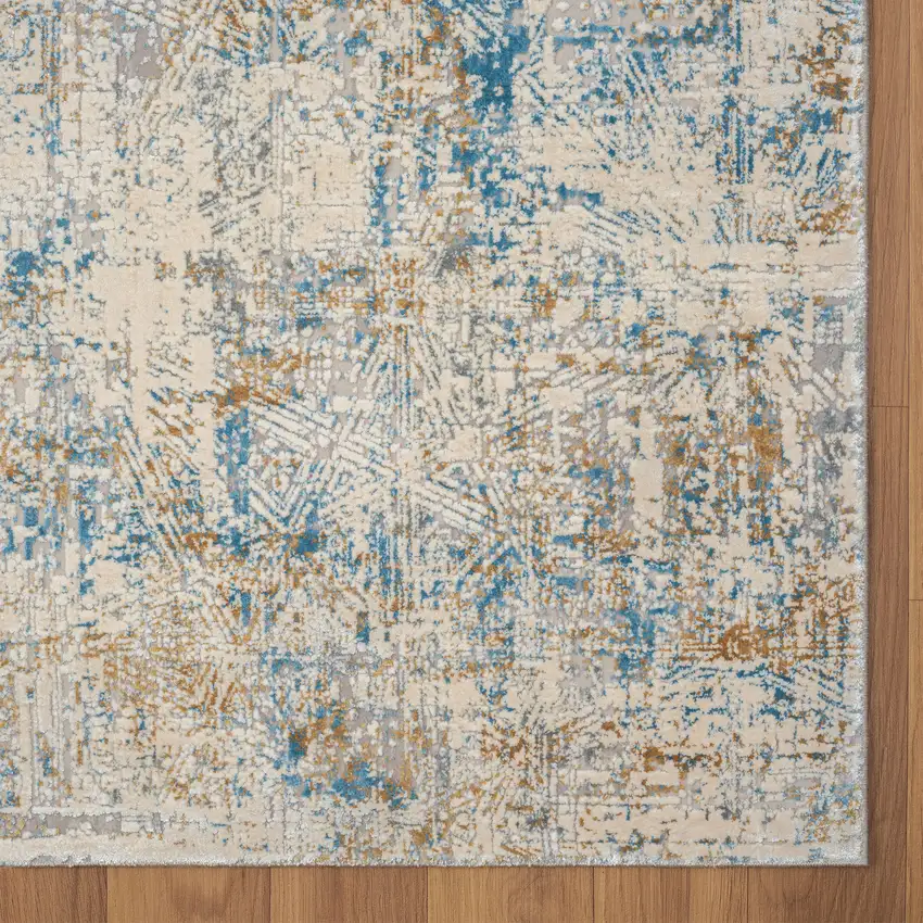 Blue Abstract Runner Rug Photo 6