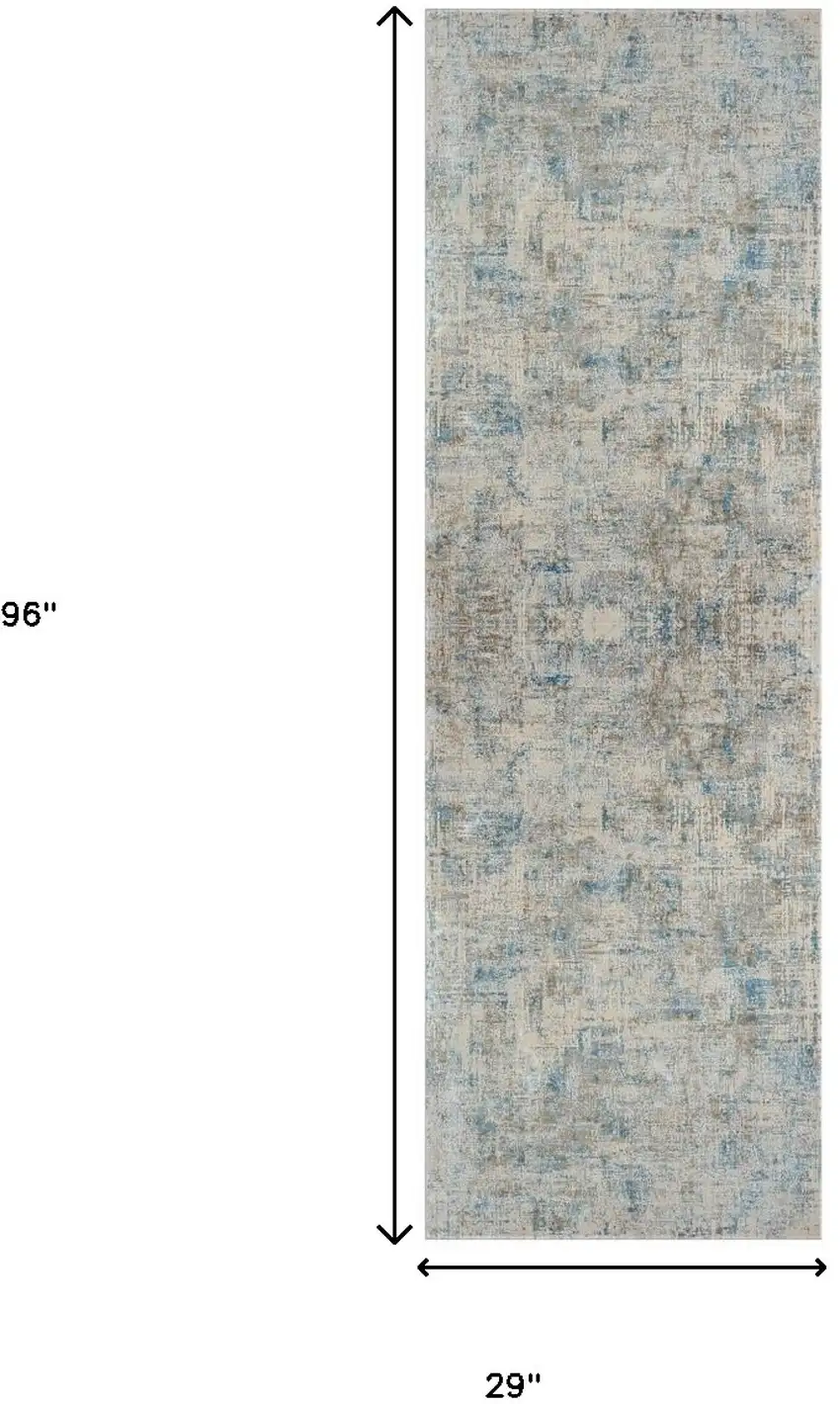 Blue Abstract Runner Rug Photo 3
