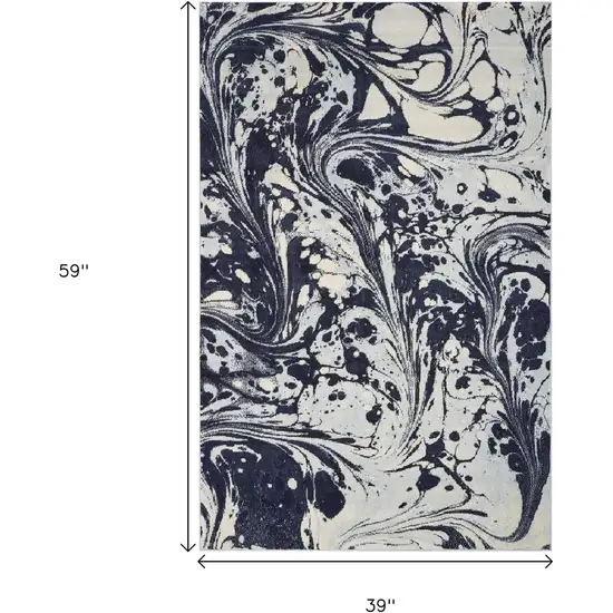 Blue And Ivory Abstract Area Rug Photo 3