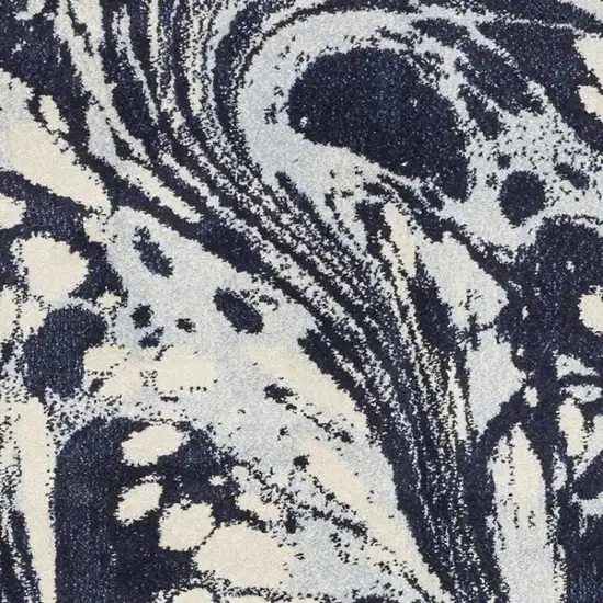 Blue And Ivory Abstract Area Rug Photo 6