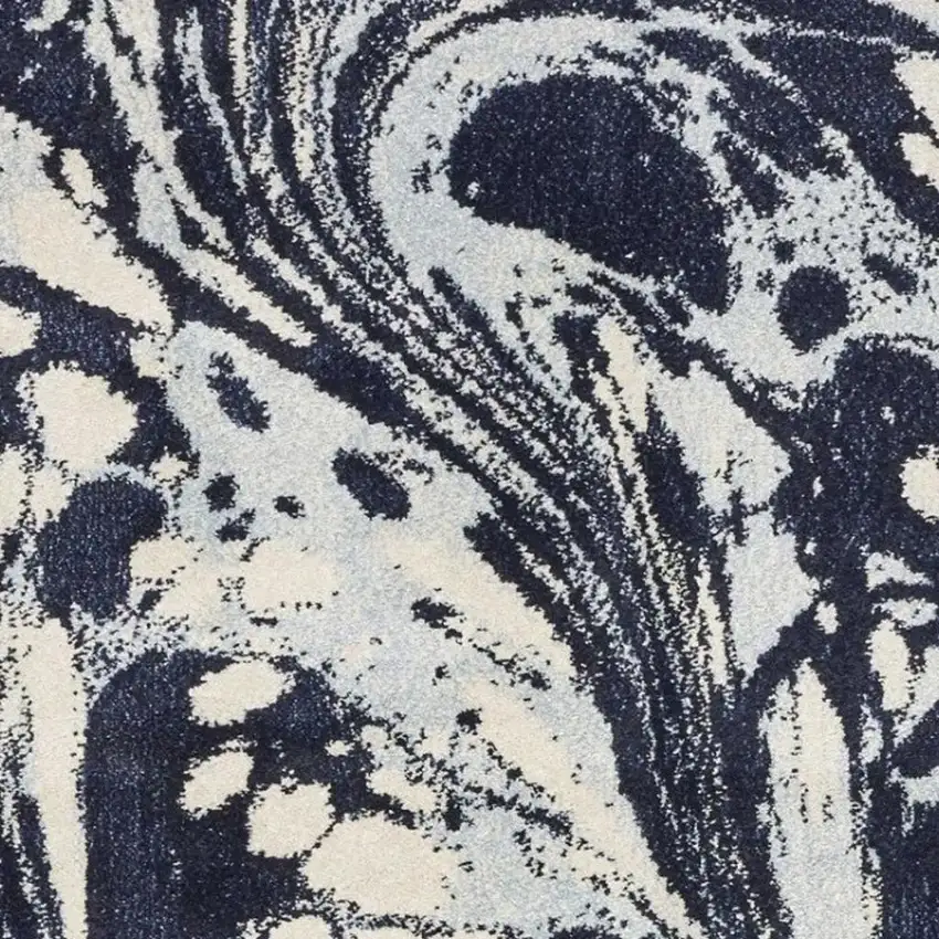 Blue And Ivory Abstract Area Rug Photo 6