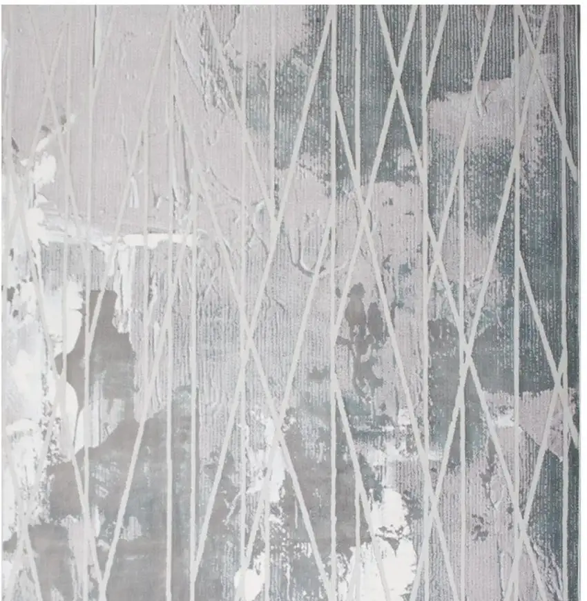 Blue Abstract Stain Resistant Area Rug Photo 7