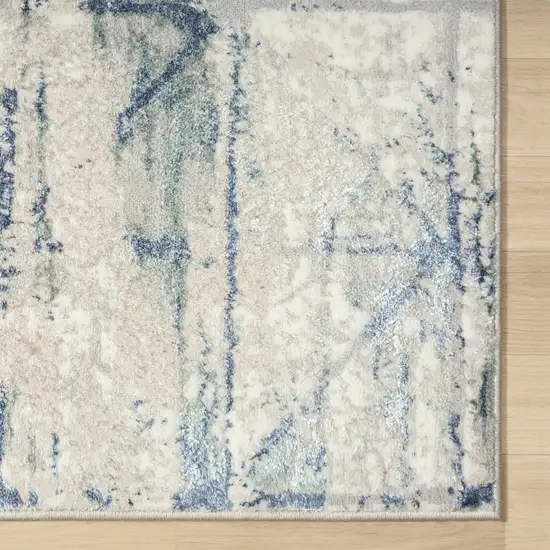 Blue Abstract Stain Resistant Area Rug Photo 3