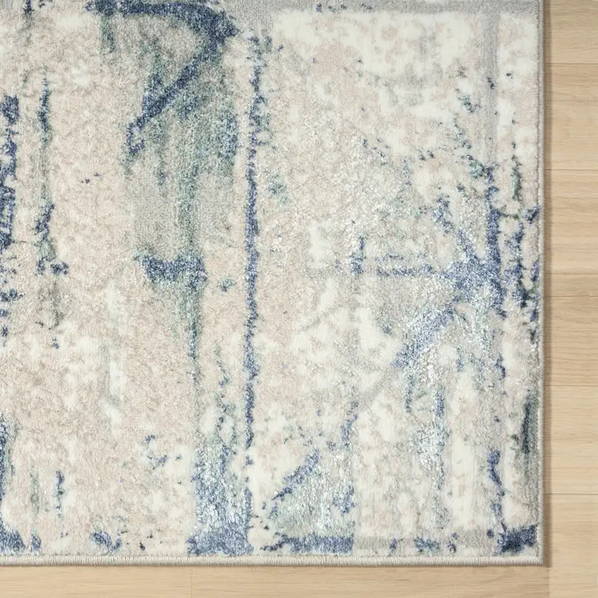 Blue Abstract Stain Resistant Area Rug Photo 3