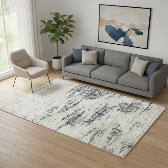 Blue Abstract Stain Resistant Area Rug Photo 1