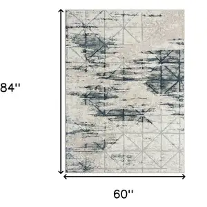 Photo of Blue Abstract Stain Resistant Area Rug