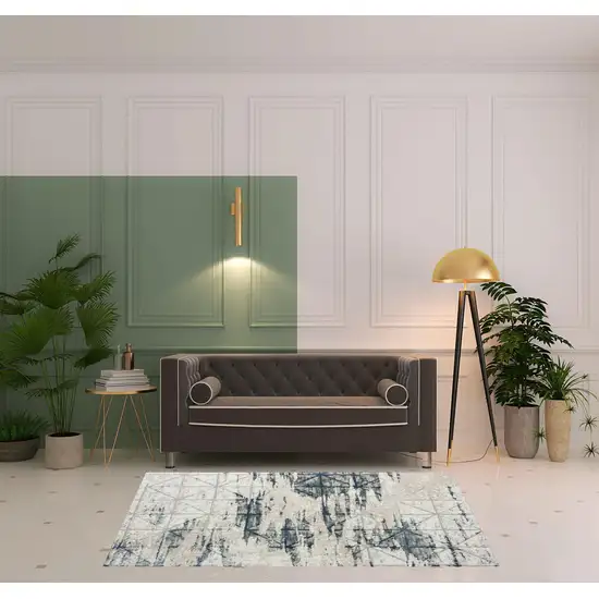 Blue Abstract Stain Resistant Area Rug Photo 2