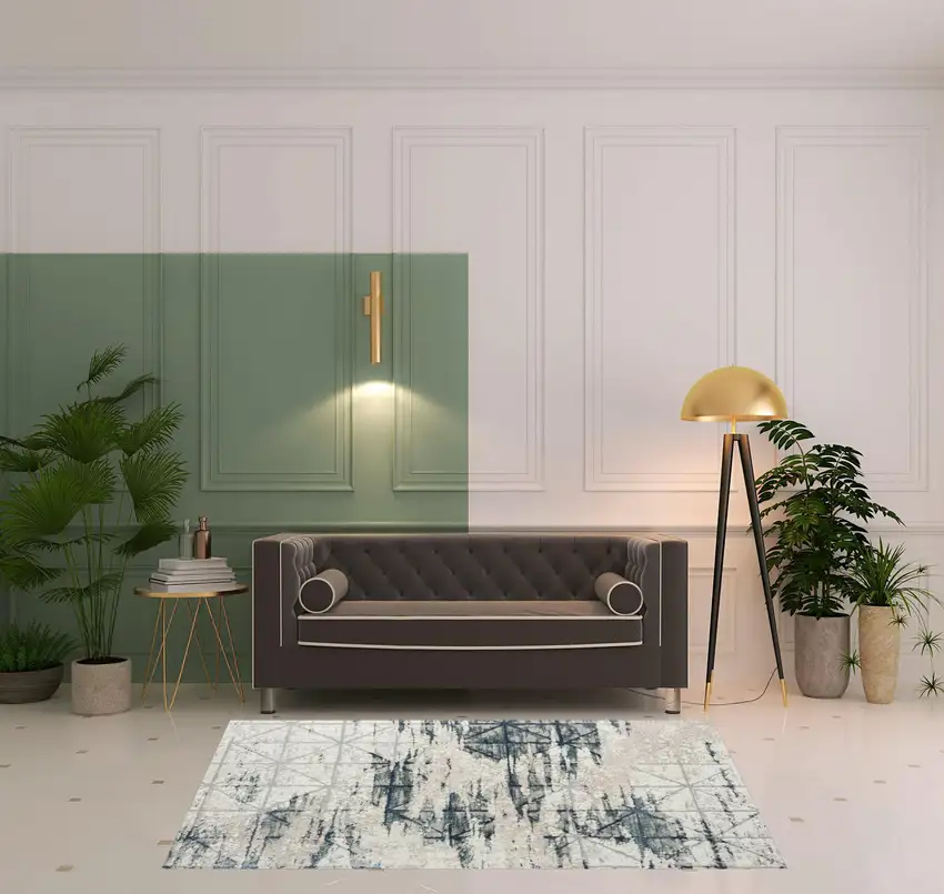 Blue Abstract Stain Resistant Area Rug Photo 2