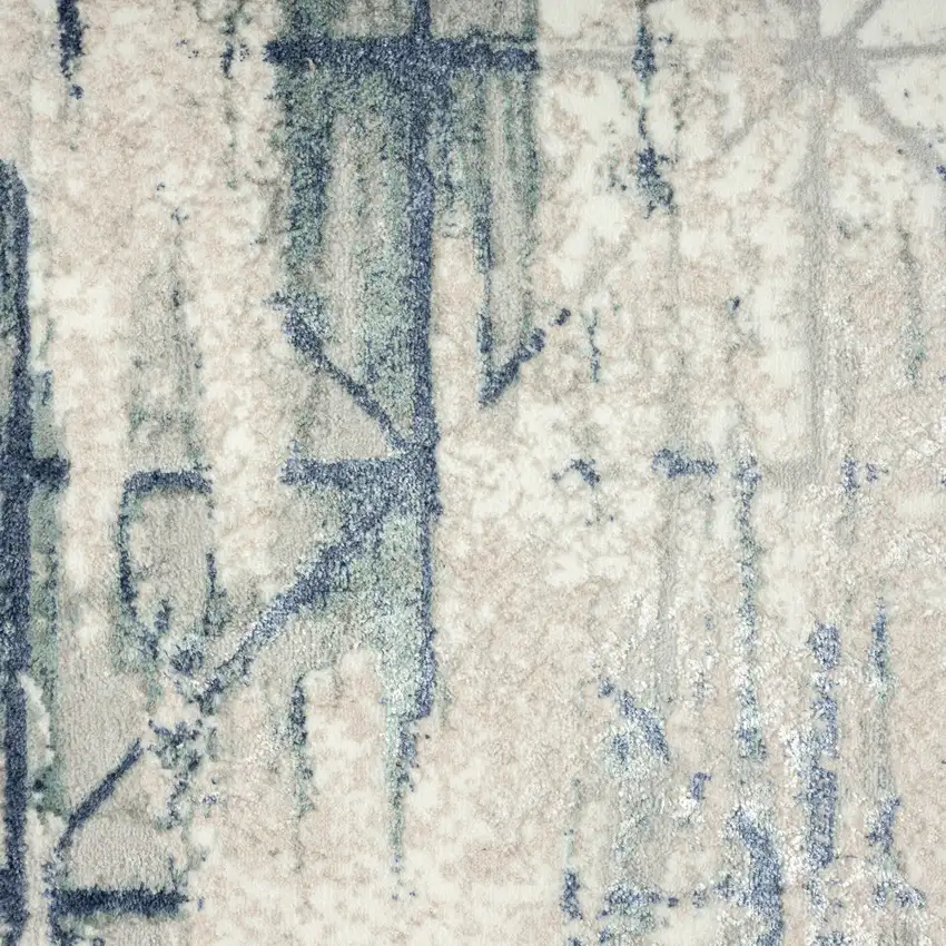 Blue Abstract Stain Resistant Area Rug Photo 9