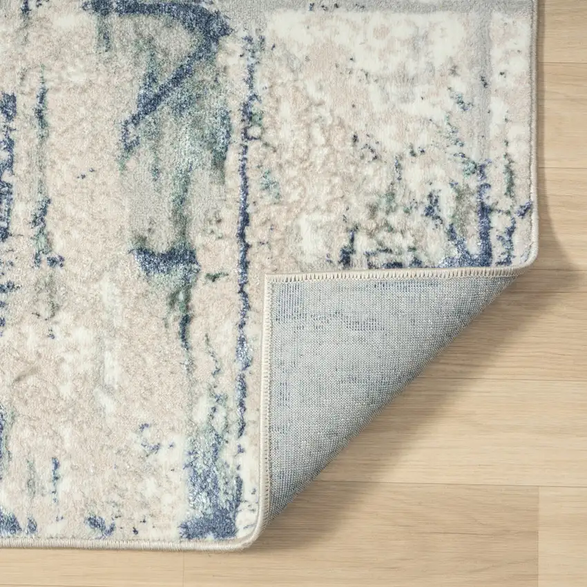 Blue Abstract Stain Resistant Area Rug Photo 6