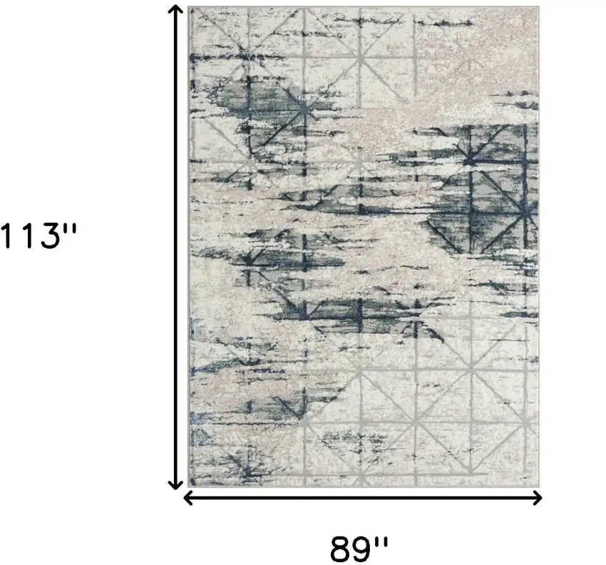Blue Abstract Stain Resistant Area Rug Photo 8