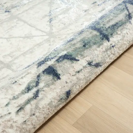 Blue Abstract Stain Resistant Area Rug Photo 6