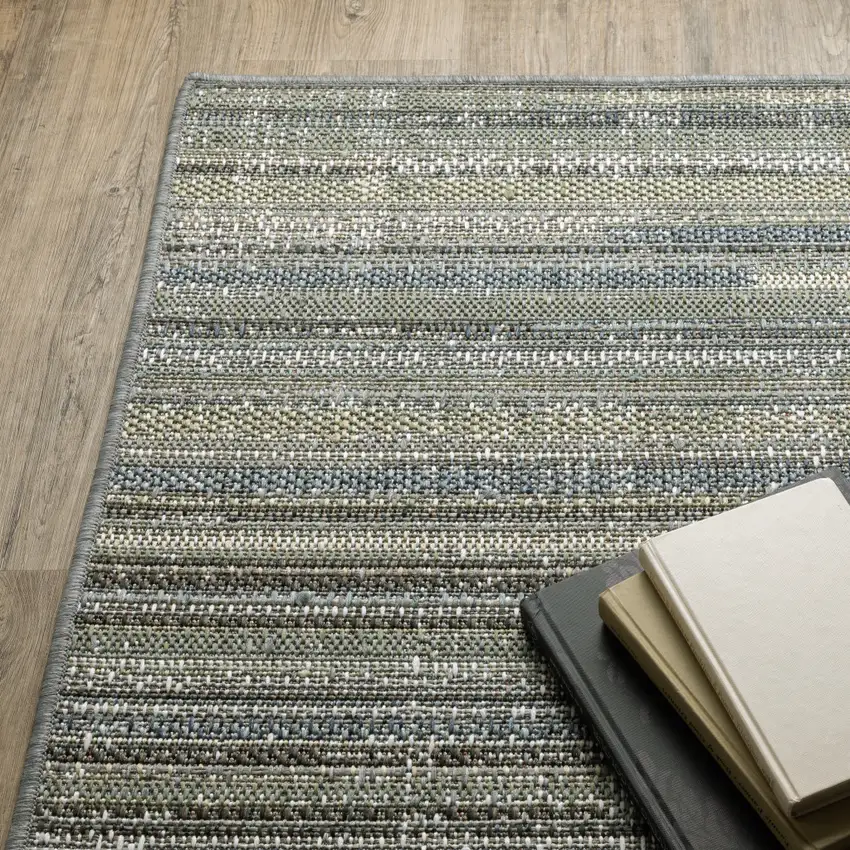Blue Abstract Stain Resistant Indoor Outdoor Area Rug Photo 5