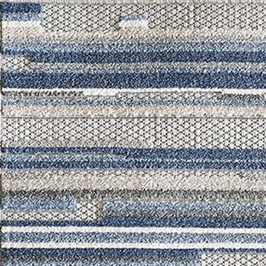 Blue Abstract Stain Resistant Indoor Outdoor Area Rug Photo 4