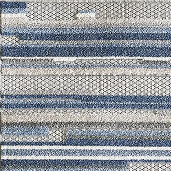 Blue Abstract Stain Resistant Indoor Outdoor Area Rug Photo 4