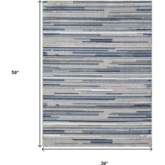 Blue Abstract Stain Resistant Indoor Outdoor Area Rug Photo 8