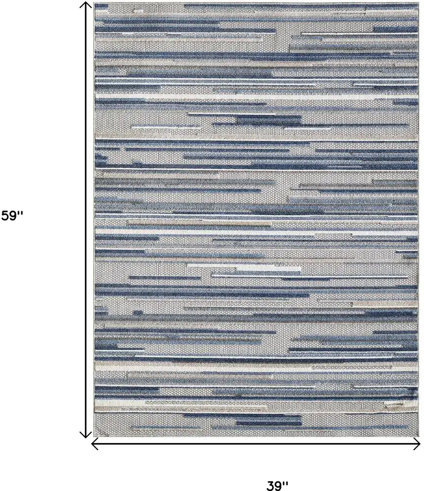 Blue Abstract Stain Resistant Indoor Outdoor Area Rug Photo 8
