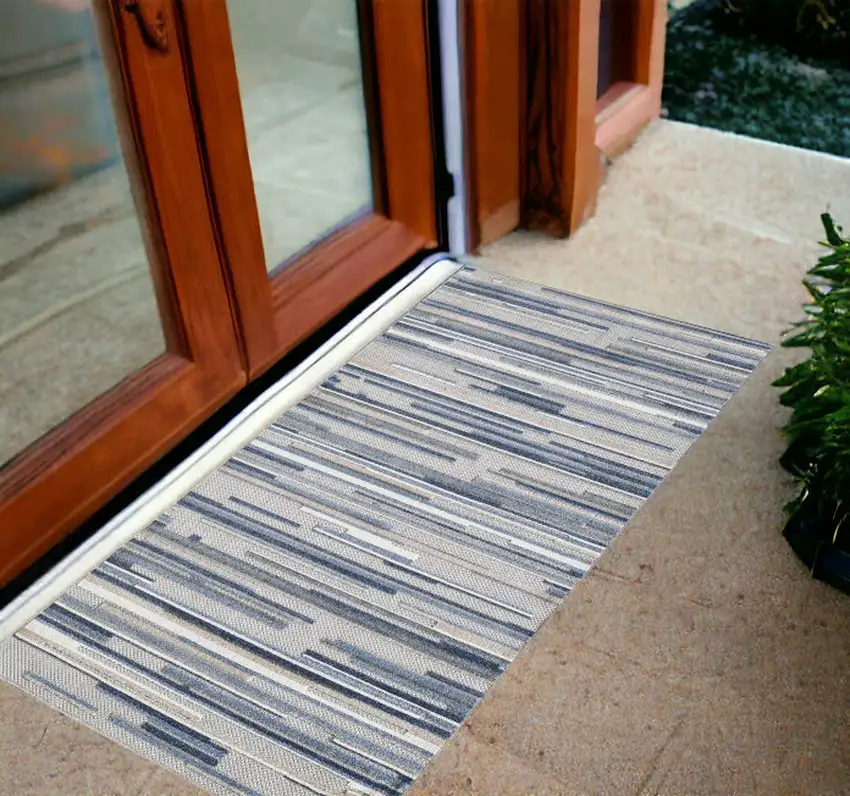 Blue Abstract Stain Resistant Indoor Outdoor Area Rug Photo 1