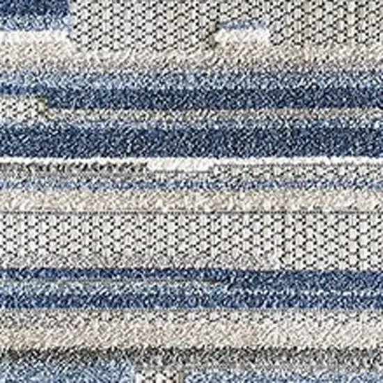Blue Abstract Stain Resistant Indoor Outdoor Area Rug Photo 5