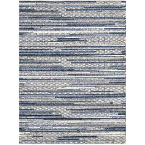 Blue Abstract Stain Resistant Indoor Outdoor Area Rug Photo 6