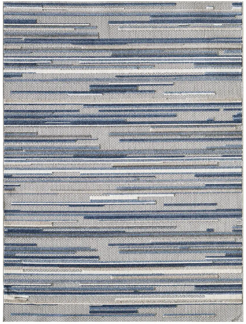 Blue Abstract Stain Resistant Indoor Outdoor Area Rug Photo 6