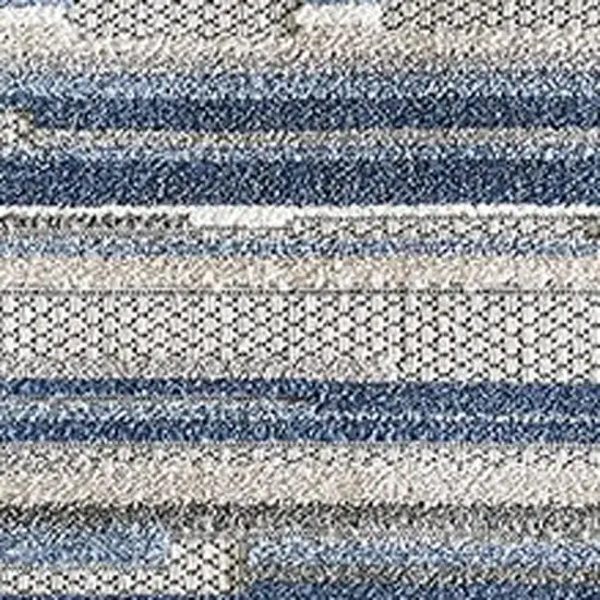 Blue Gray And Ivory Striped Indoor Outdoor Area Rug Photo 7