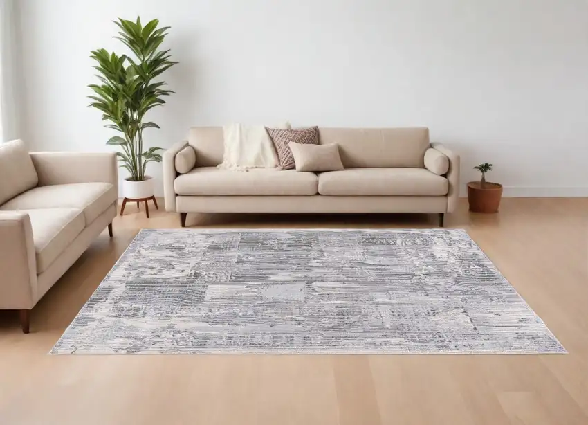 Blue Abstract Power Loom Area Rug Photo 1