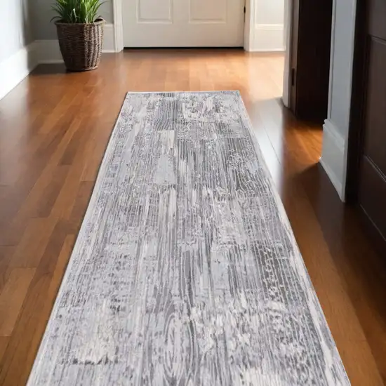 10' Blue Abstract Power Loom Runner Rug Photo 1
