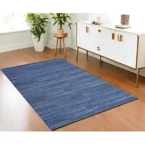 Photo of Blue Abstract Washable Non Skid Area Rug