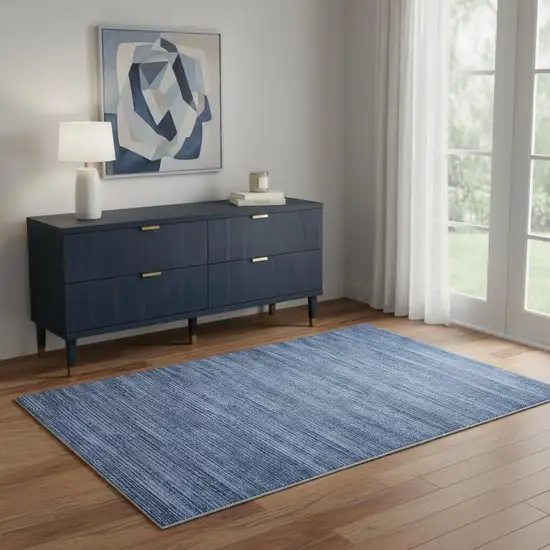 Blue Abstract Washable Non Skid Area Rug Photo 1