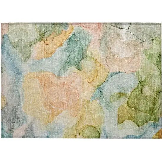 Blue Abstract Washable Non Skid Indoor Outdoor Area Rug Photo 2