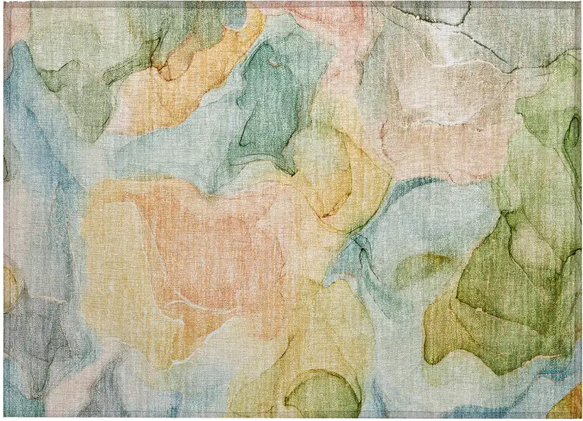 Blue Abstract Washable Non Skid Indoor Outdoor Area Rug Photo 2