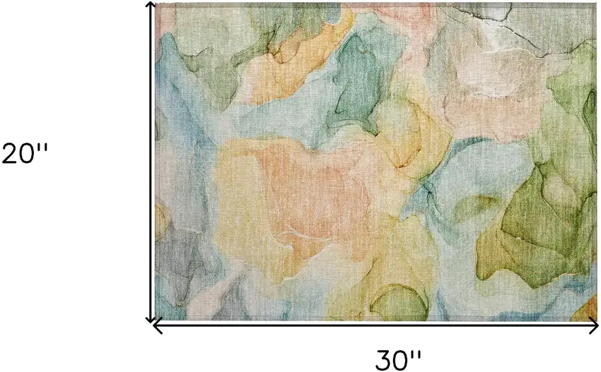 Blue Abstract Washable Non Skid Indoor Outdoor Area Rug Photo 3