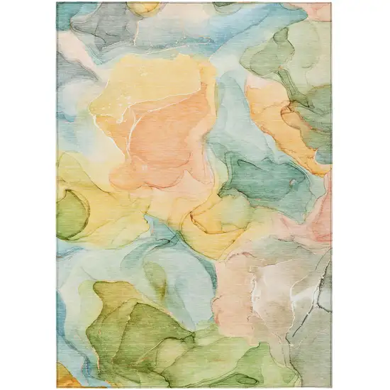 Blue Abstract Washable Non Skid Indoor Outdoor Area Rug Photo 2