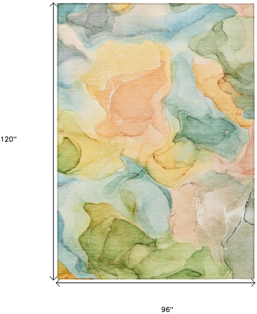 Blue Abstract Washable Non Skid Indoor Outdoor Area Rug Photo 3