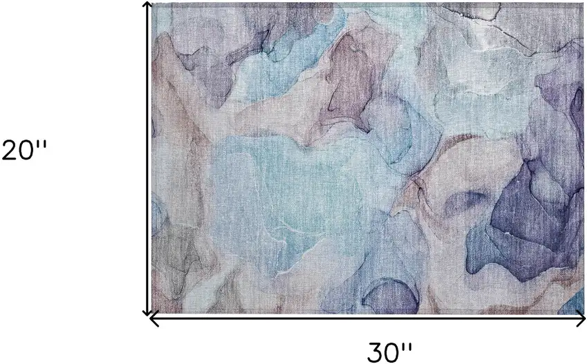 Blue Abstract Washable Non Skid Indoor Outdoor Area Rug Photo 3