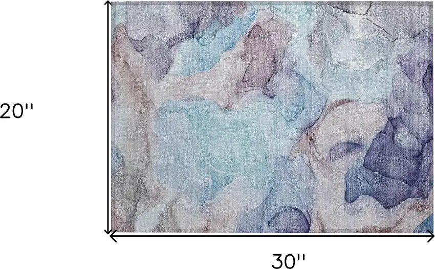 Blue Abstract Washable Non Skid Indoor Outdoor Area Rug Photo 3
